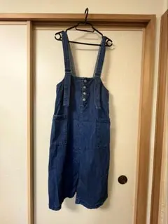 【GU】デニムブルー ボタン付きサロペット S