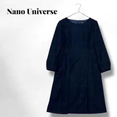 【ナノユニバース】✨️チェック柄/ワンピース/丸首/キレイめ/エレガント/秋/S