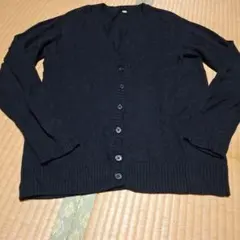 ユニクロ　ブラック Vネック ウールカーディガン 長袖 6ボタン　Lサイズ