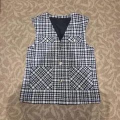 GU　チェック柄　ツイード　ノースリーブベスト　Lサイズ
