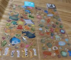 海の生物デザインのシール2枚セット