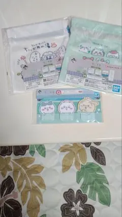 一番くじちいかわの湯 巾着 ２枚付箋ステッカー&メッセージカードセット
