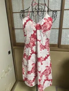 赤と白の花柄 キャミソールワンピース　レトロ　H&M値下