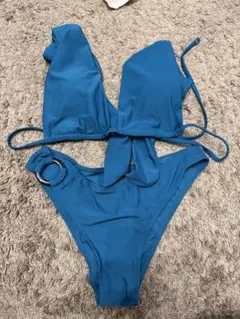 ワンショルダー ビキニ セパレート 水着 ブルーグリーン　Sサイズ