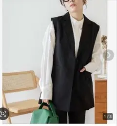 美品　WEGO　【WEB限定】テーラードベスト レディース　ブラックのサムネイル
