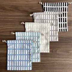 北欧柄 きんちゃく 5枚セット 給食袋 コップ袋 巾着袋 ハンドメイド