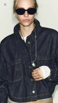 ZARA ダークデニム クロップドジャケット S