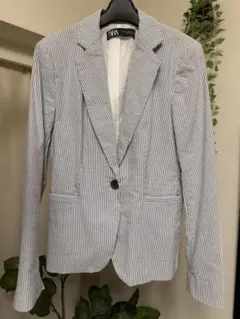 ZARA★ジャケット☆ストライプ★ブルー系☆EUR36 USA04 MEX26のサムネイル