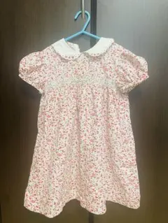 赤い花柄 襟付きワンピース 120cm