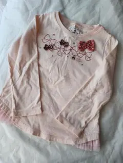 ミキハウス 子供服 半袖Tシャツ リーナちゃん リボン装飾 ロゴ刺繍