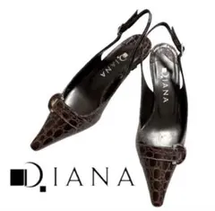 DIANA ダイアナ ポインテッドトゥ クロコ型押し バックストラップ パンプス