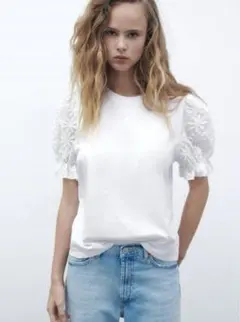 袖花柄トップス　ZARA ザラ 半袖　ほぼ新品