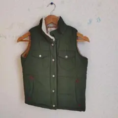niko and ✾ オリーブグリーン ダウンベスト フリース裏地付き