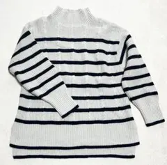 しまむら　terawearemu ストライプハイネックセーター 3L ベージュ