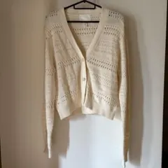 H&M アイボリー レース編み カーディガン 長袖