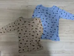 アンダーシャツ　長袖　シャツ　肌着　車柄　男の子　青　茶色　ファイバーヒート