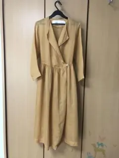 麻100% ロングワンピース