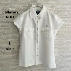 【Callaway GOLF】希少品 Lサイズ 吸汗速乾 ドットボタン半袖シャツ