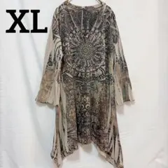 CASA LEE【XL】チュニックワンピース ペイズリー 総柄 USA製 フレア