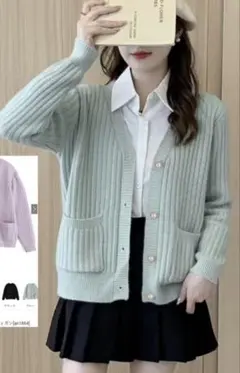 パールボタンニットカーディガン[an1864] ブルー　F グレイル　GRL 春