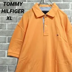 【トミーヒルフィガー】半袖鹿の子ポロシャツ ライトオレンジ US古着