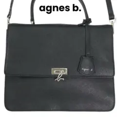 アニエスベー 2Way ショルダーバッグ ハンドバッグ メタルロゴ金具 レザー