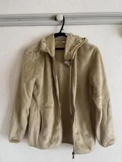 ユニクロ　ベージュ フリースジャケット フード付き