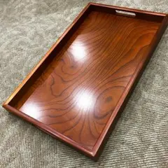【 長手盆 会津塗り 】 N532 木製 盆 持ち手付き 漆器 木目 家事用品