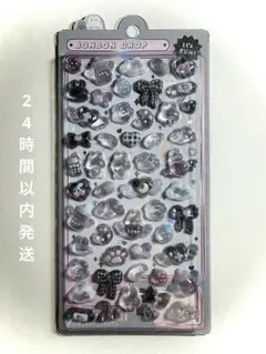 【正規品】ボンボンドロップシール オリジナル　しろくろ　うさぎ　リボン　黒
