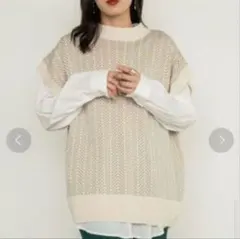 W CLOSET　バックスリットニットベスト　サイズ M ブラウン