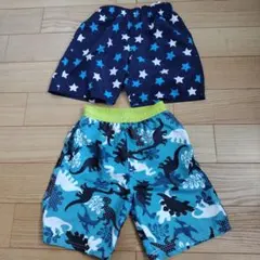 【美品】【サイズ110＆120】男の子用水着2枚セット 星柄・恐竜柄