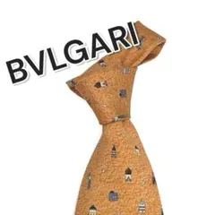 ク*ろ様 71899 BVLGARI オレンジ　シルクネクタイ Aランク