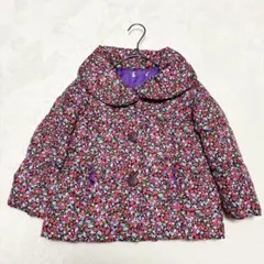 花柄ダウンコート(110)マルチカラー 可愛い 大きめボタン ファスナー 女の子