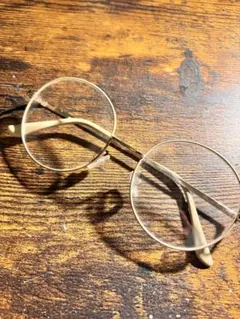 ゴールド メタル ラウンド伊達眼鏡