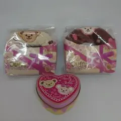 ダッフィー ミニタオル 2枚セット 約25cm×25cm＆ハート型缶セット