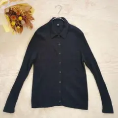 大きめ 3XL UNIQLO ユニクロ メリノリブポロカーディガン ネイビー