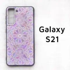 Galaxy S21 ケース カバー ピンク パープル 曲線模様