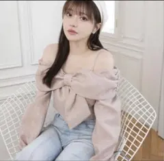 リップサービス リボンオフショルロングスリーブトップス