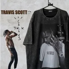 トラヴィススコット　ヴィンテージ加工　ロックTシャツ　Travis