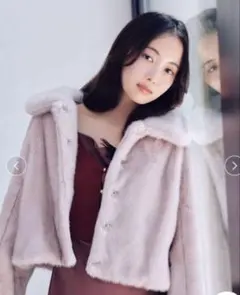 SNIDEL ステンカラーショートファーコートジャケット　ピンク 1