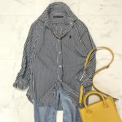 美品 ラルフローレン ストライプ コットンシャツ 刺繍ロゴ 洗える 7