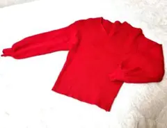 GRL　グレイル　セーター　ニット　レディース　無地　シンプル　赤　Vネック