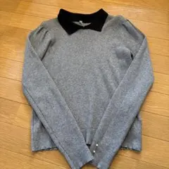 coca グレー 配色ニットポロシャツ