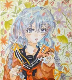 手描きイラスト 色紙 原画 薔薇 - メルカリ