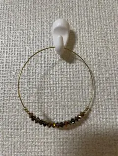 ゴールド フープピアス ビーズ装飾