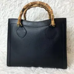 【極美品】GUCCI トートバッグ ダイアナ バンブー レザー ハンドバッグ 黒