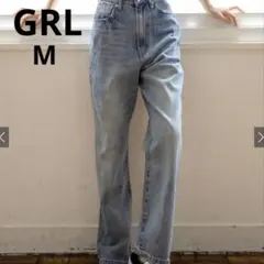 GRL グレイル　ハイウエストストレートデニムパンツ　gm297 ライドブルー