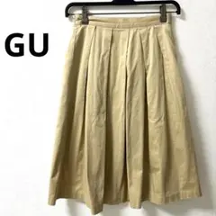 GUスカート 膝丈 プリーツフレア ベージュMサイズ