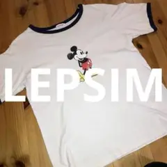 LEPSIM レプシィム ミッキー リンガーTシャツ 古着 キャラクター フリー