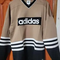 adidas メッシュ長袖トレーナー ベージュ/ブラック